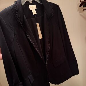 Chico's Elegant Black Jacket with Ruffle Detail ADORABLE & NEW w/tags size 0
